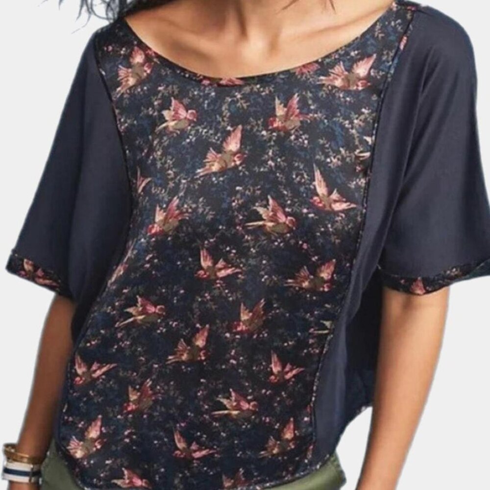Tiny (Anthropologie) Reeves Bird Print Top Size Small